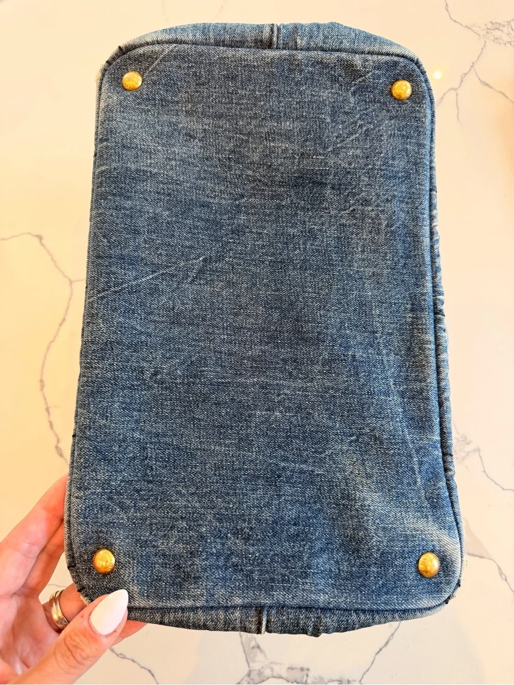 Prada Denim Tote in Washed Blue